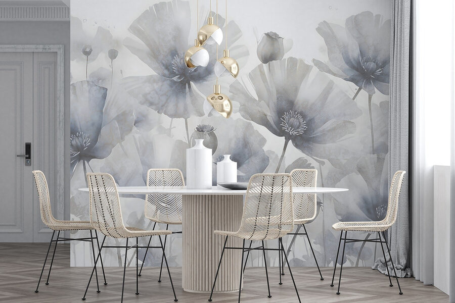 Fototapeten Gruppe von Blumen auf einem weißen Hintergrund – Bild 6