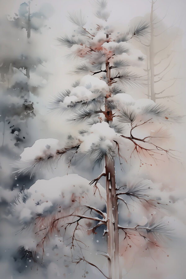 Schneebedeckter Baum in einem Wald Schneebedeckter Baum in einem Wald