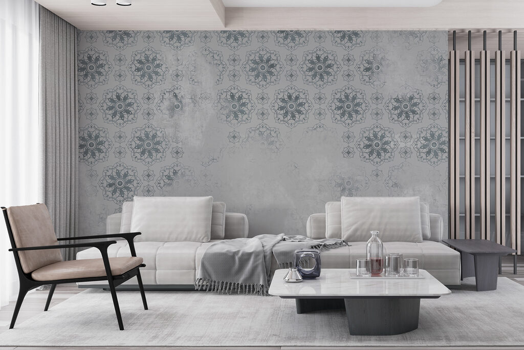 Grey and white wallpaper with a pattern Grey and white wallpaper with a pattern
