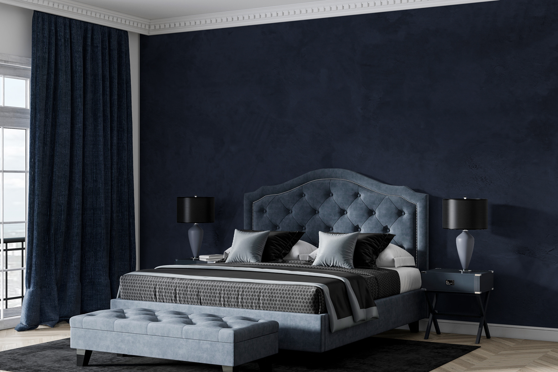 Dark blue wall with white streaks Dark blue wall with white streaks