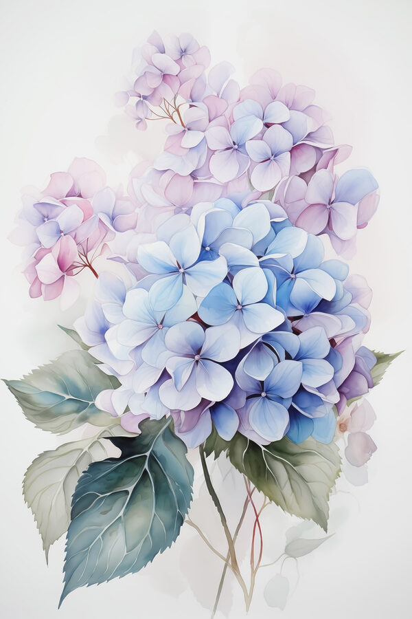 Gemälde von Blumen auf weißem Hintergrund Gemälde von Blumen auf weißem Hintergrund
