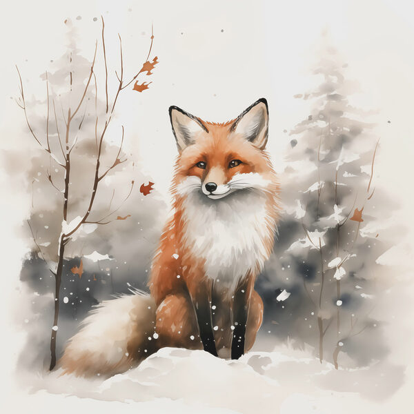Fuchs im Schnee sitzend Fuchs im Schnee sitzend