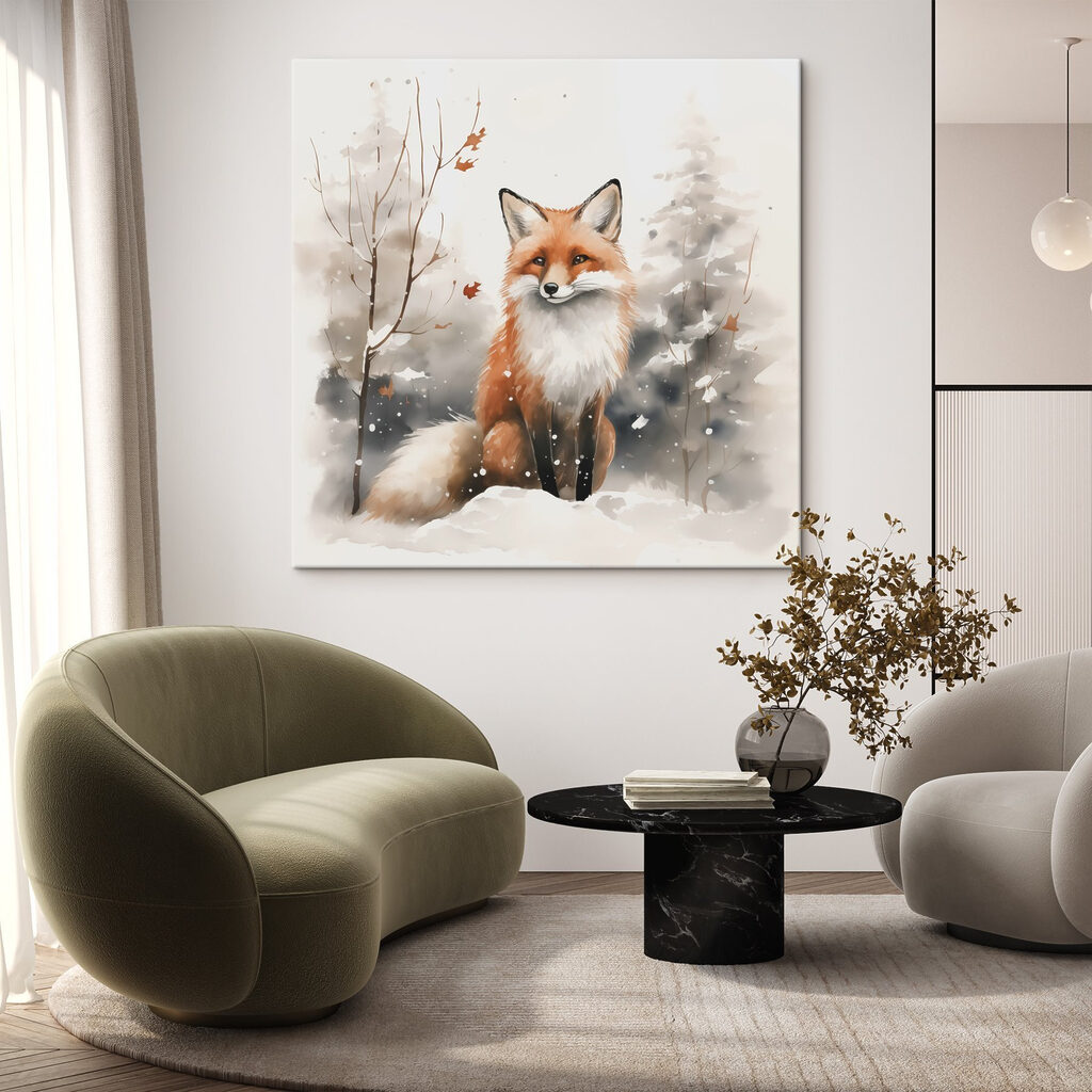 Fox sitting in the snow