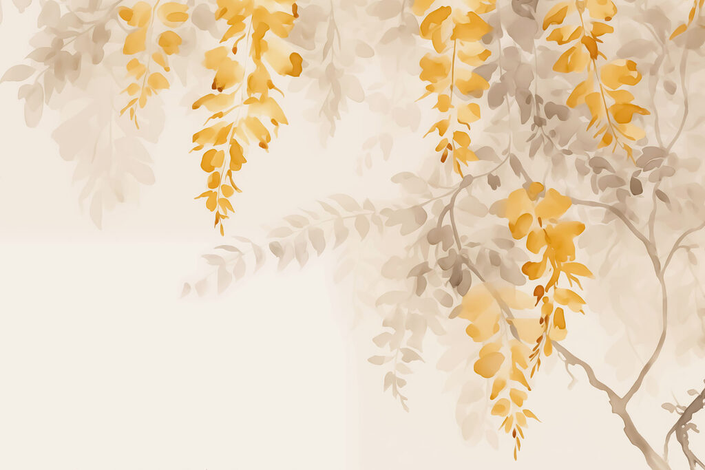 Gelbe und graue Blätter auf einem weißen Hintergrund Gelbe und graue Blätter auf einem weißen Hintergrund