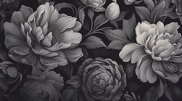 Schwarz-weißes florales Muster Schwarz-weißes florales Muster