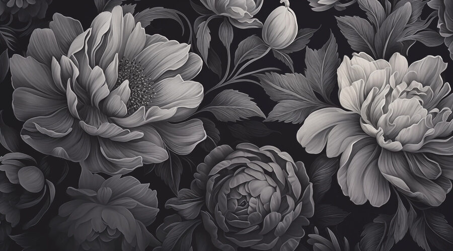 Schwarz-weißes florales Muster