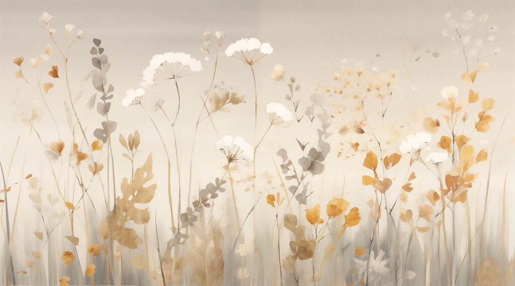 Malerei von Blumen und Blättern Malerei von Blumen und Blättern