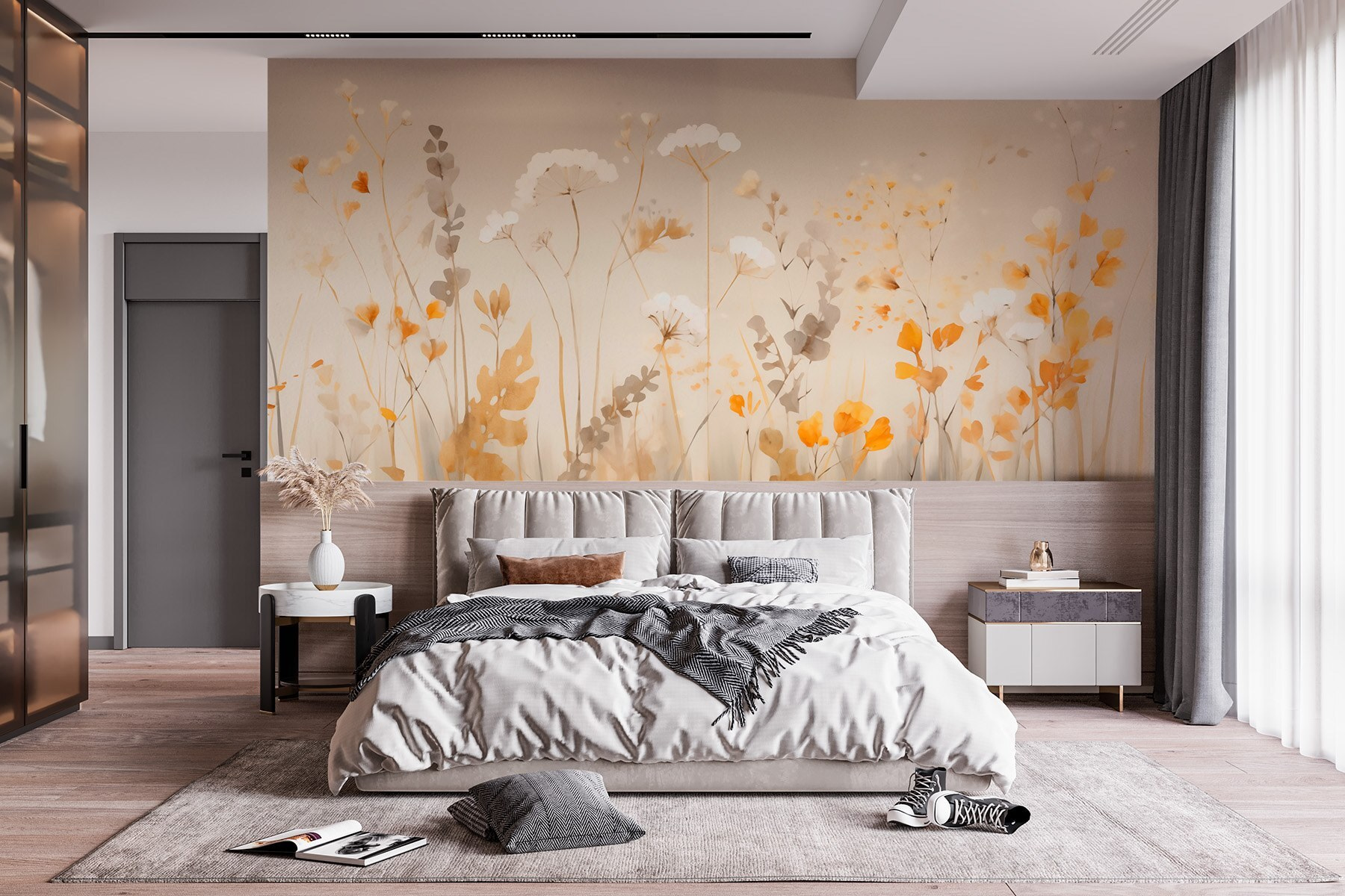 Painting of flowers and leaves