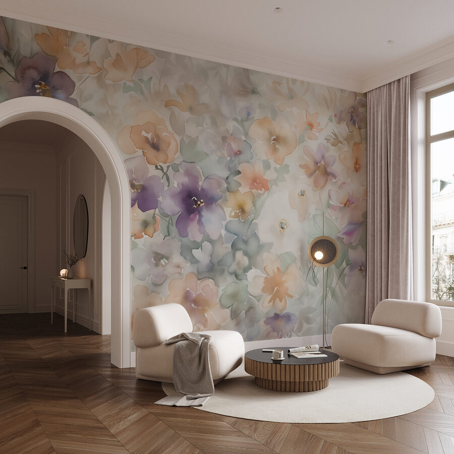 Malerei von Blumen auf einer weißen Fläche