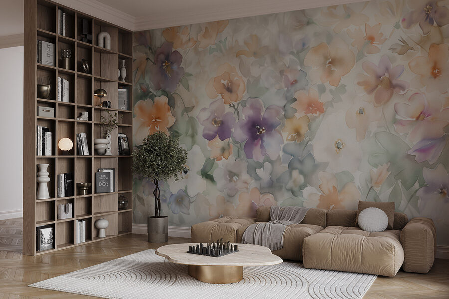 Malerei von Blumen auf einer weißen Fläche