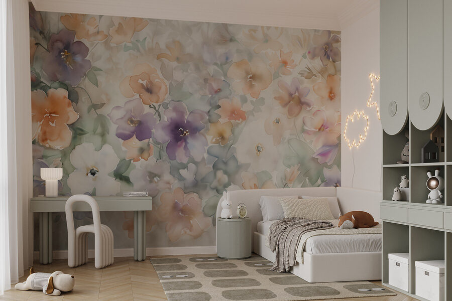 Malerei von Blumen auf einer weißen Fläche
