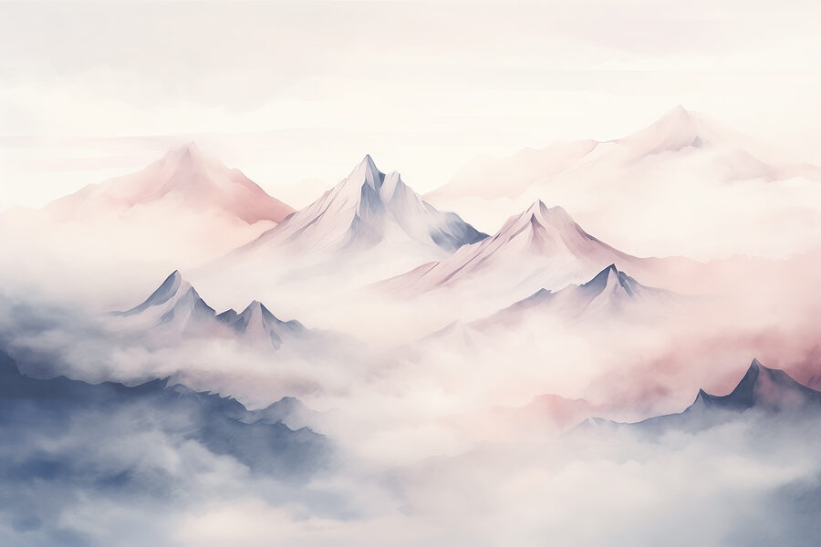 Bergkette mit Wolken