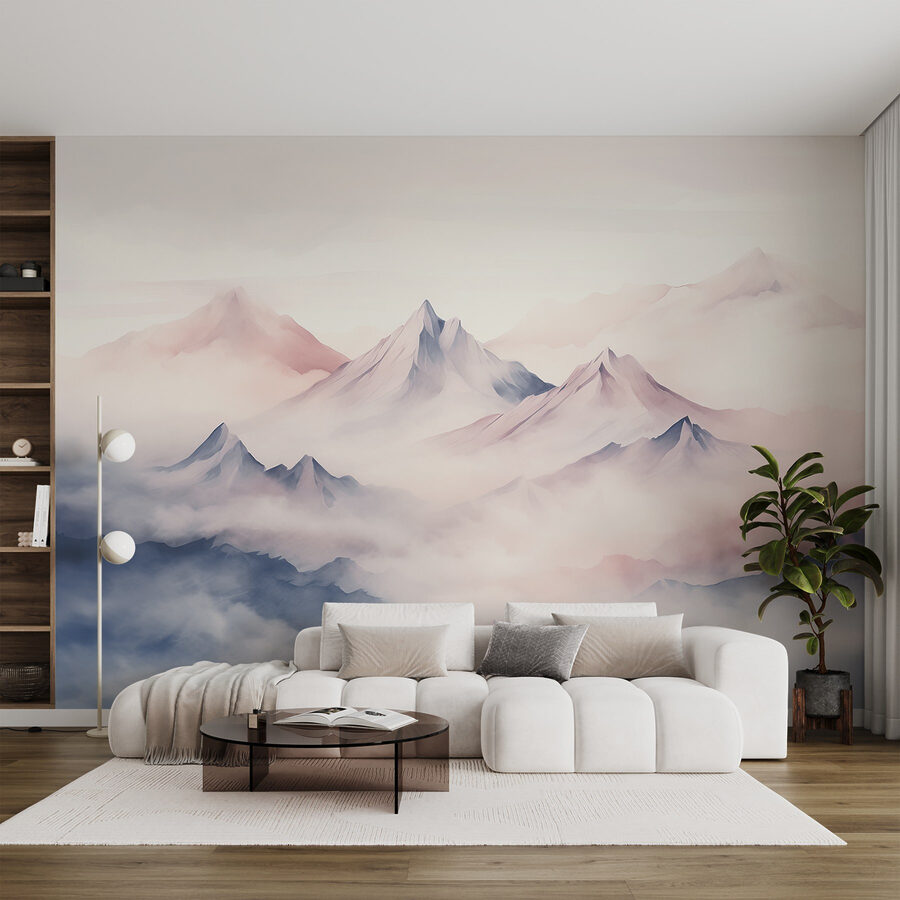 Bergkette mit Wolken
