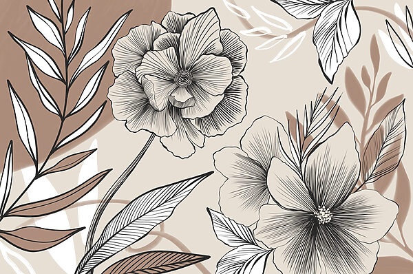 Künstlerische florale Linienzeichnung Künstlerische florale Linienzeichnung