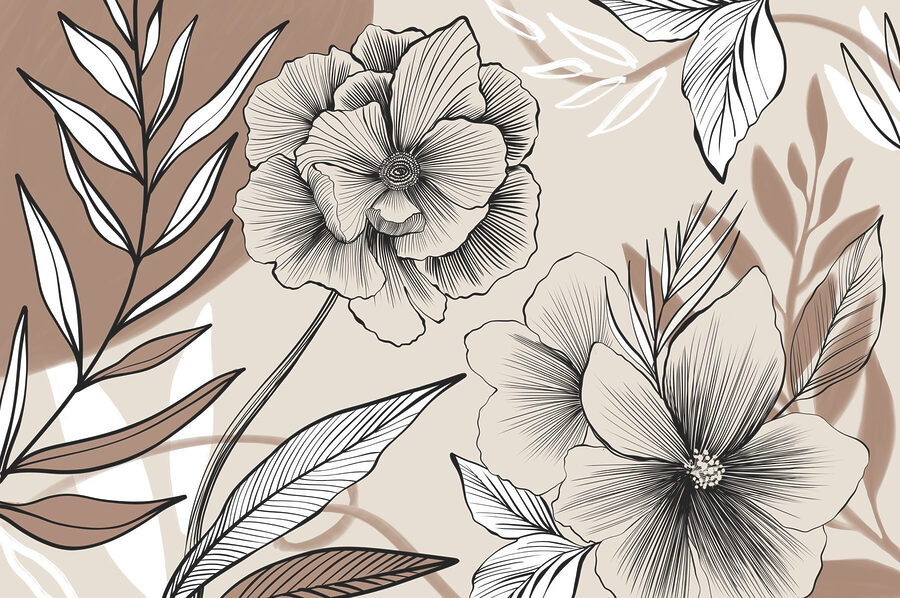 Künstlerische florale Linienzeichnung