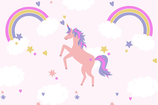 Einhorn mit Regenbögen und Sternen Einhorn mit Regenbögen und Sternen