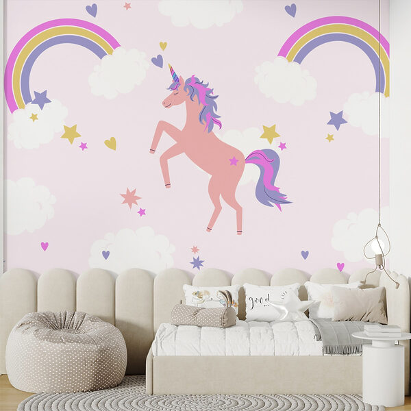 Einhorn mit Regenbögen und Sternen Einhorn mit Regenbögen und Sternen