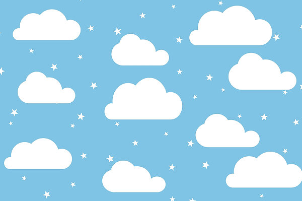 Blauer Himmel mit weißen Wolken und Sternen Blauer Himmel mit weißen Wolken und Sternen