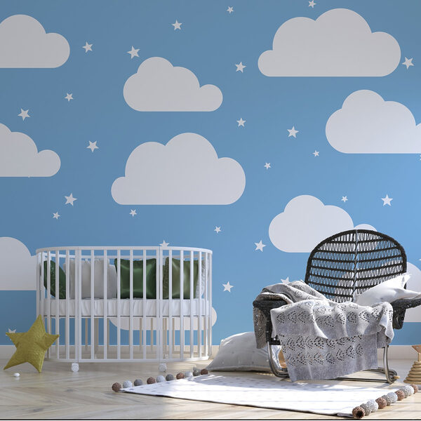 Blauer Himmel mit weißen Wolken und Sternen Blauer Himmel mit weißen Wolken und Sternen