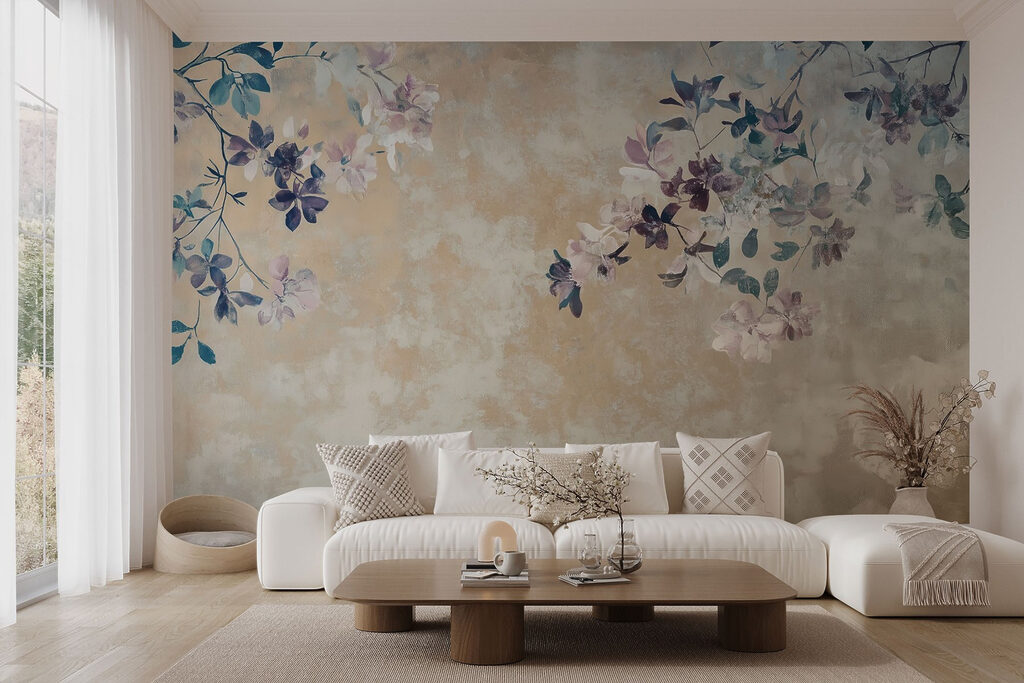 Soft florals on a textured backdrop