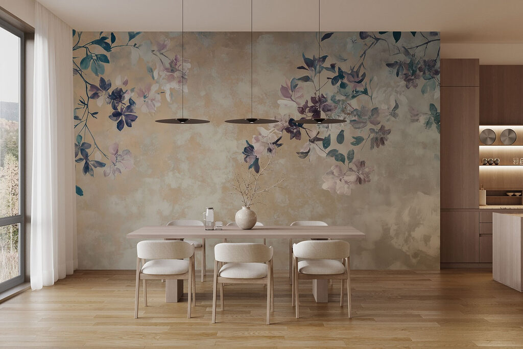 Soft florals on a textured backdrop