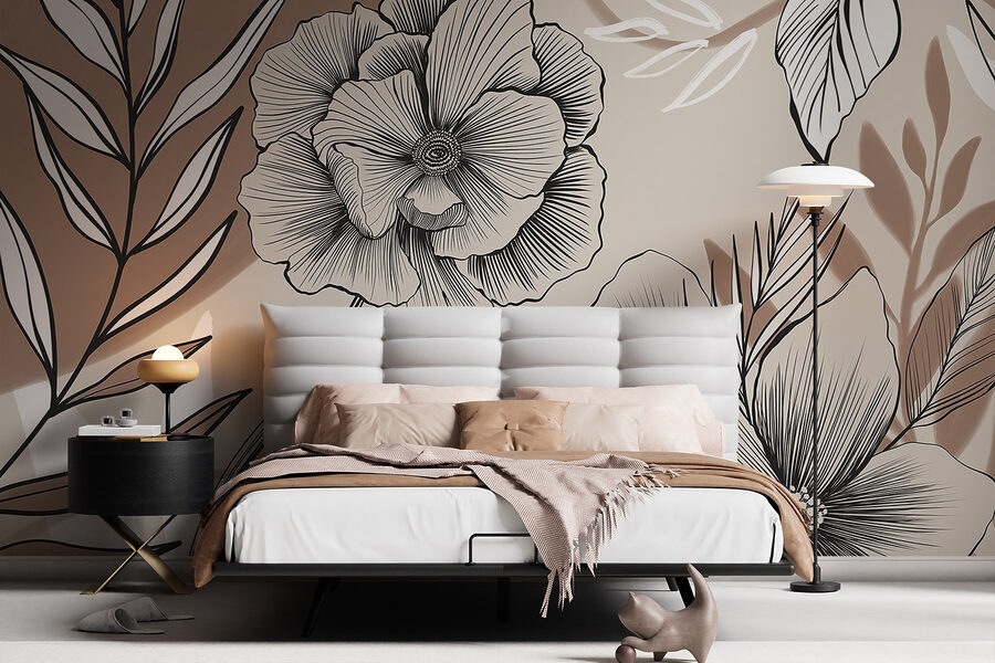 Künstlerische florale Linienzeichnung