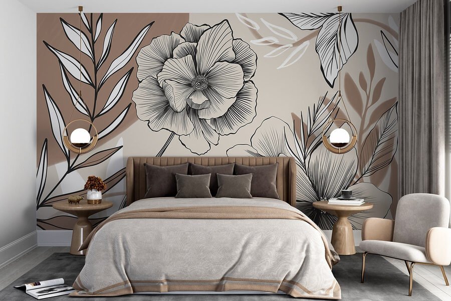 Künstlerische florale Linienzeichnung
