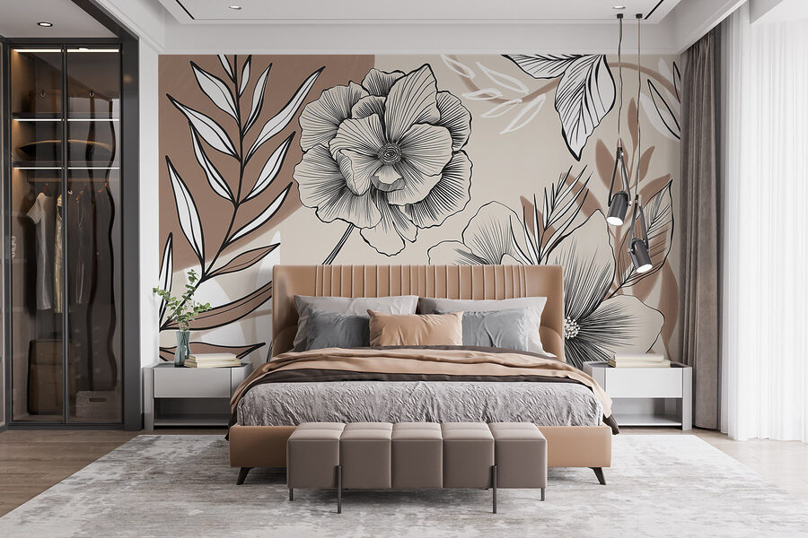 Künstlerische florale Linienzeichnung