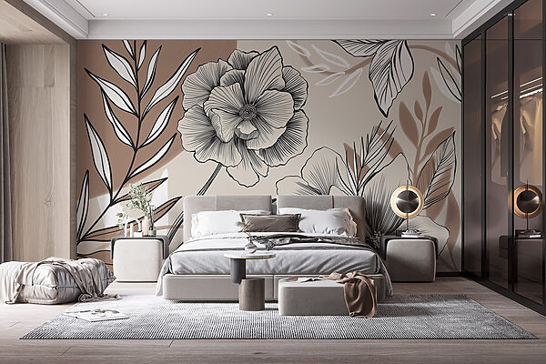 Künstlerische florale Linienzeichnung Künstlerische florale Linienzeichnung