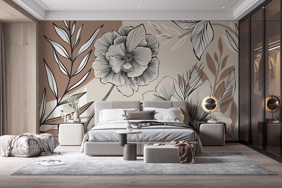 Künstlerische florale Linienzeichnung