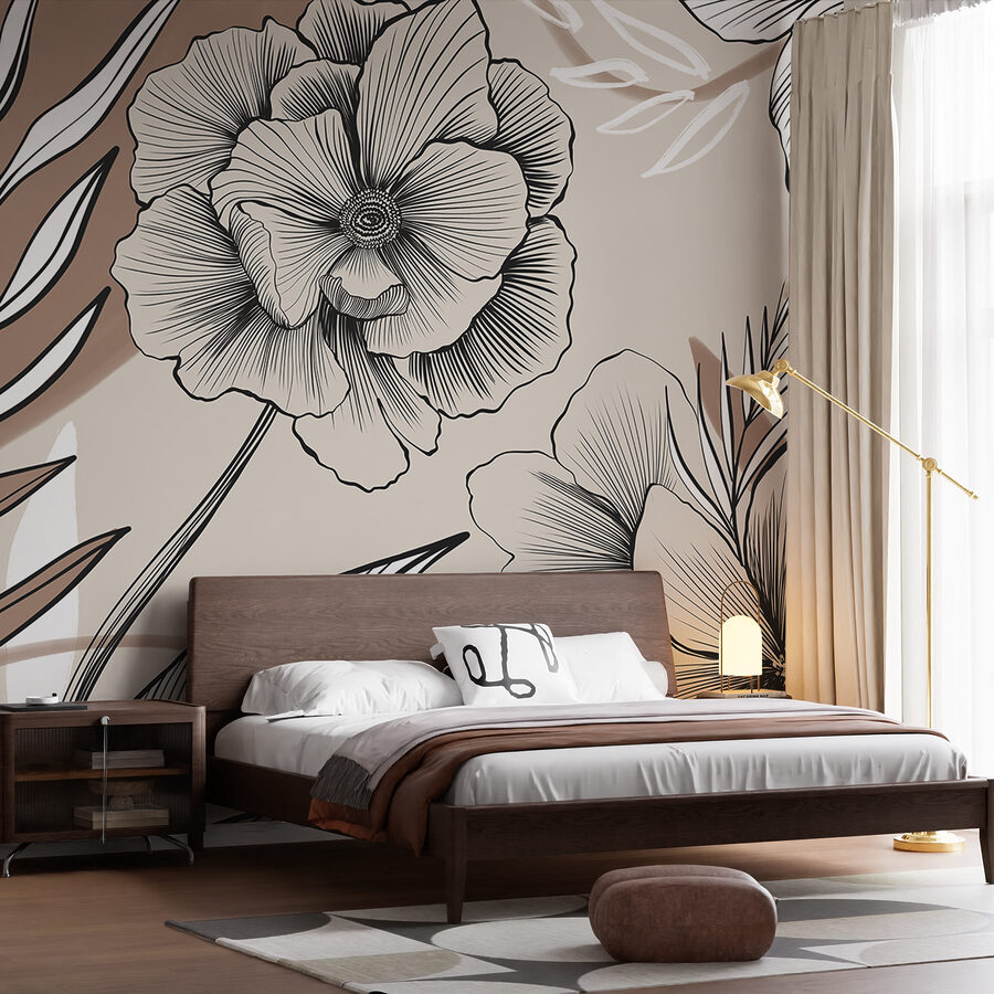 Künstlerische florale Linienzeichnung