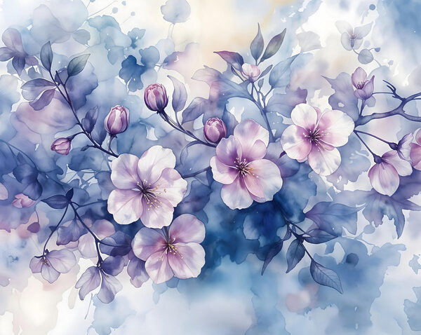 Malerei von Blumen auf einem Zweig Malerei von Blumen auf einem Zweig