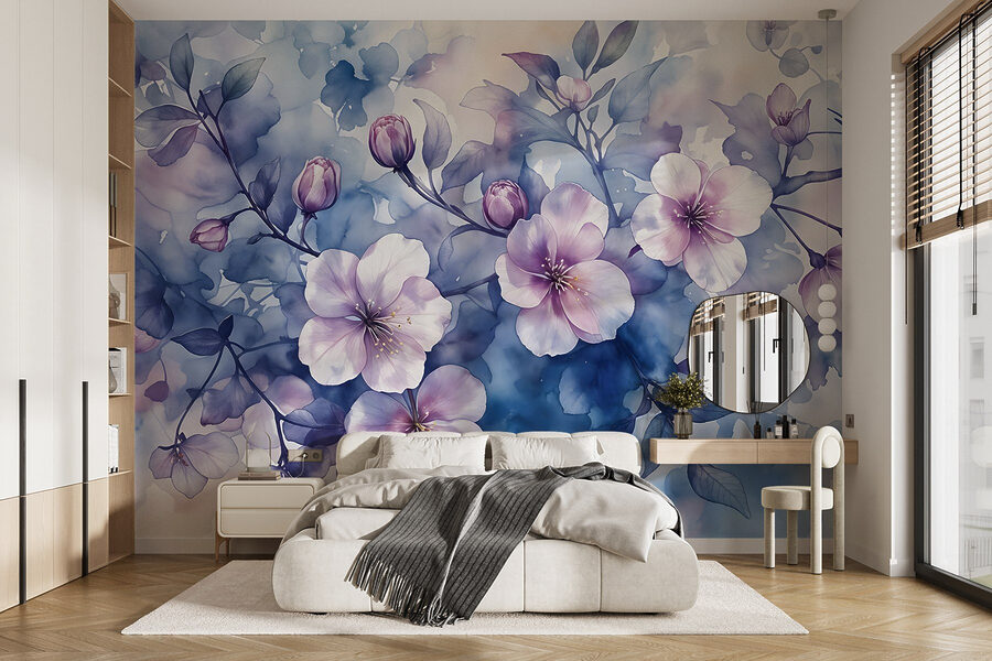 Malerei von Blumen auf einem Zweig Malerei von Blumen auf einem Zweig