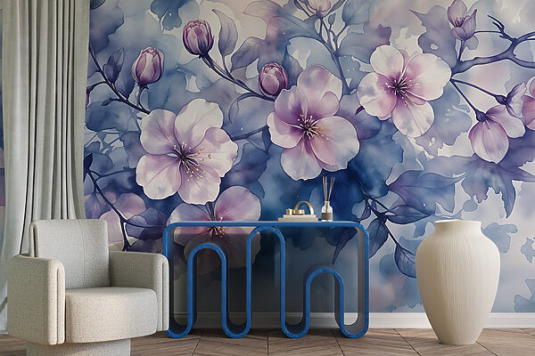 Malerei von Blumen auf einem Zweig Malerei von Blumen auf einem Zweig