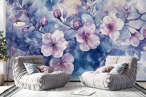 Malerei von Blumen auf einem Zweig Malerei von Blumen auf einem Zweig