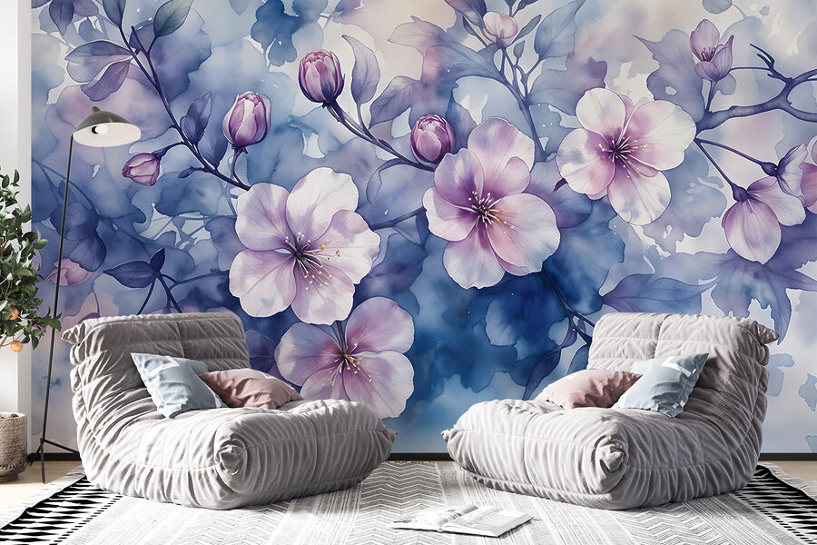 Malerei von Blumen auf einem Zweig Malerei von Blumen auf einem Zweig