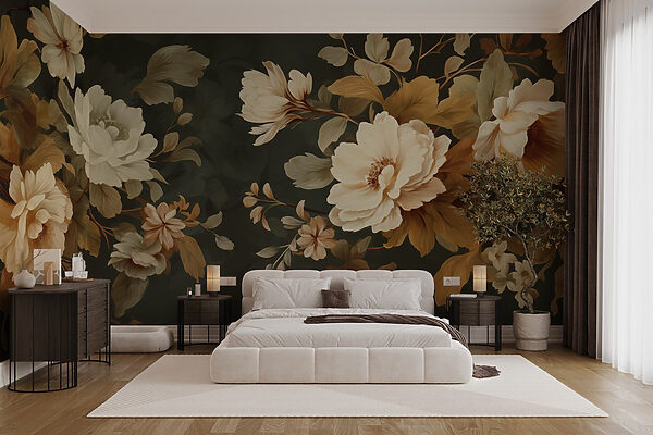 Elegantes Blumenarrangement auf dunklem Hintergrund Elegantes Blumenarrangement auf dunklem Hintergrund