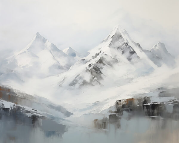 Gemälde einer verschneiten Bergkette Gemälde einer verschneiten Bergkette