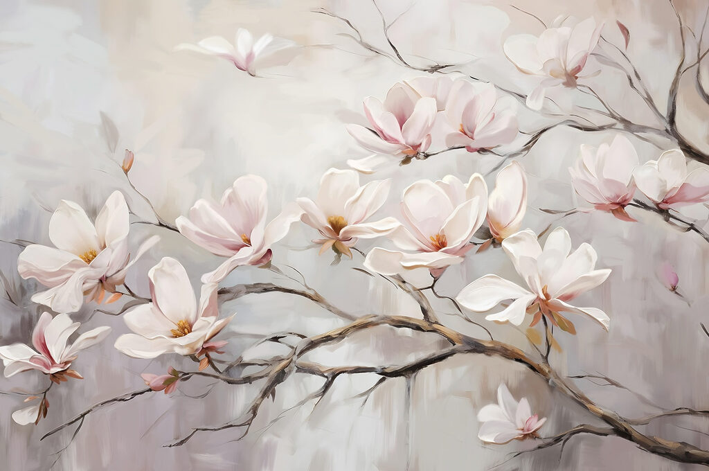 Malerei von Blumen auf einem Zweig Malerei von Blumen auf einem Zweig