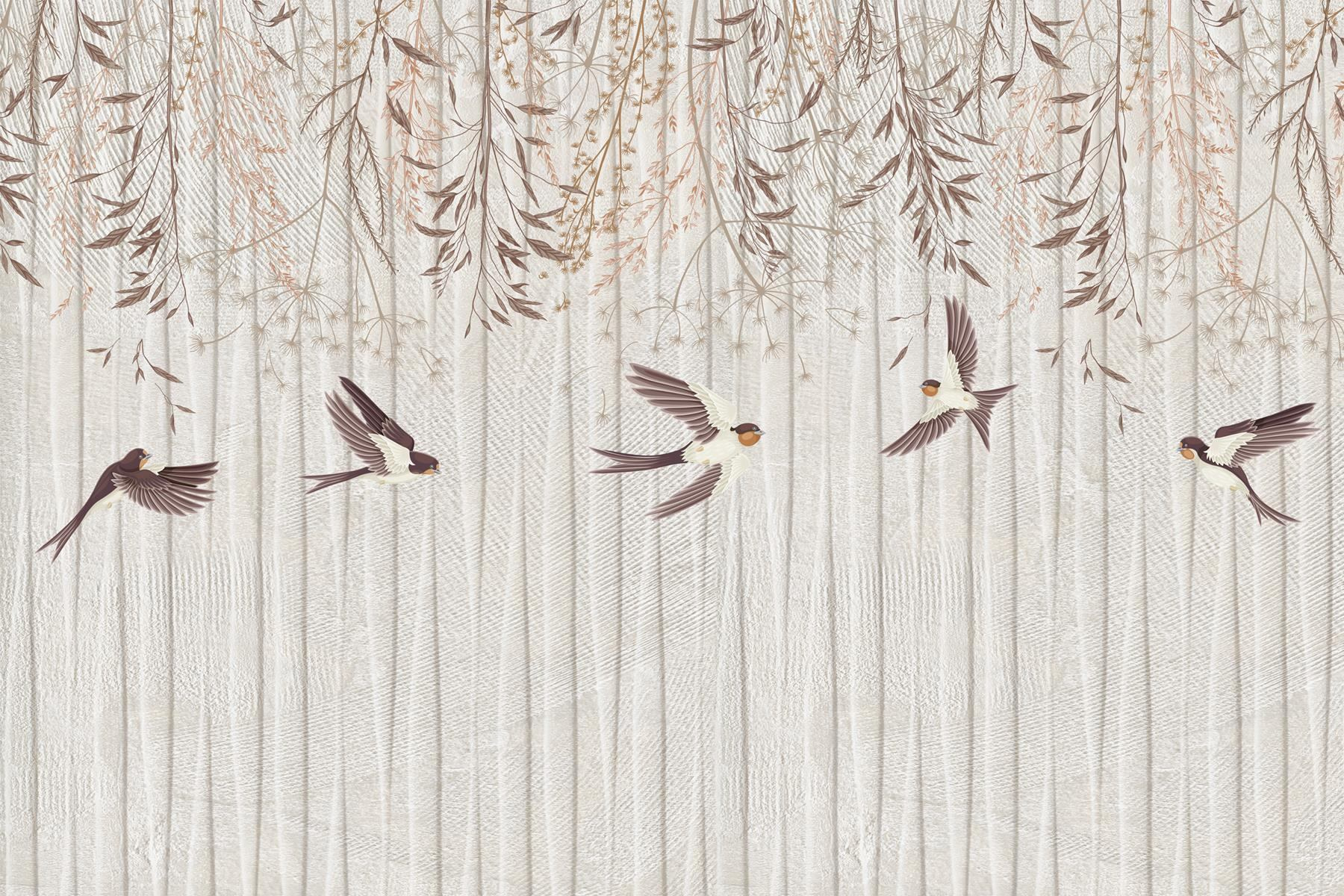 Wallpaper with birds flying