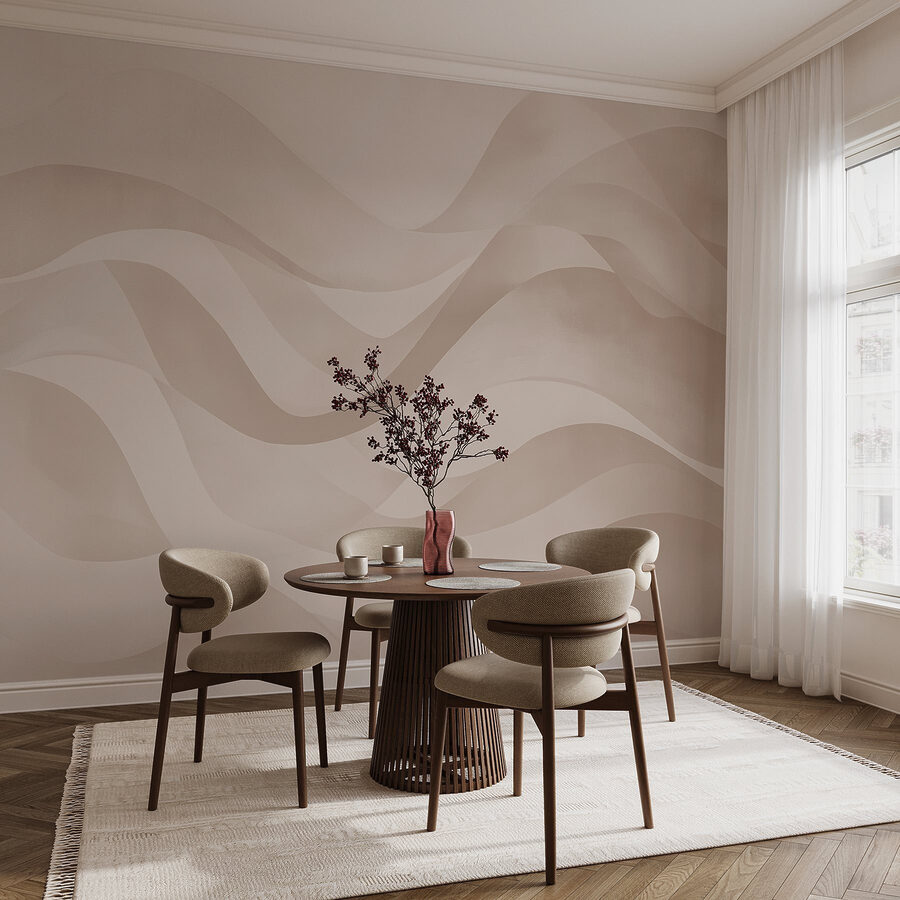 Fototapeten Weißer und rosa Hintergrund mit Wellenlinien – Bild 3