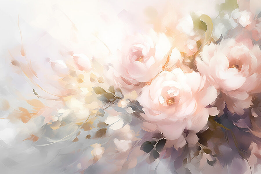 Malerei von Blumen auf einer weißen Fläche