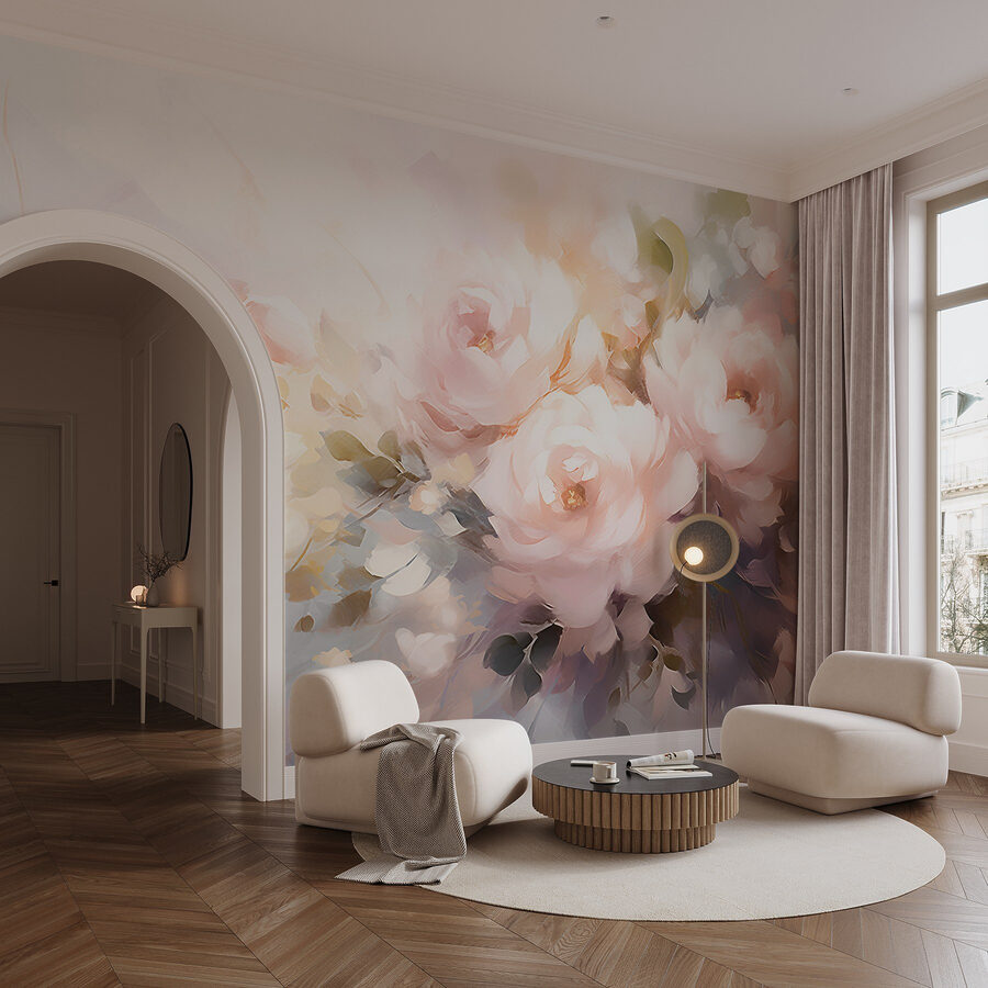 Malerei von Blumen auf einer weißen Fläche