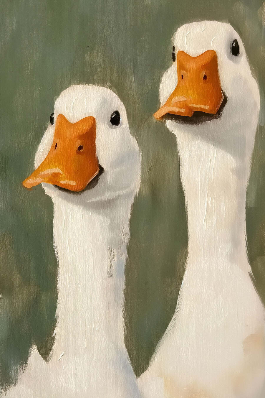 Gemälde von zwei weißen Enten