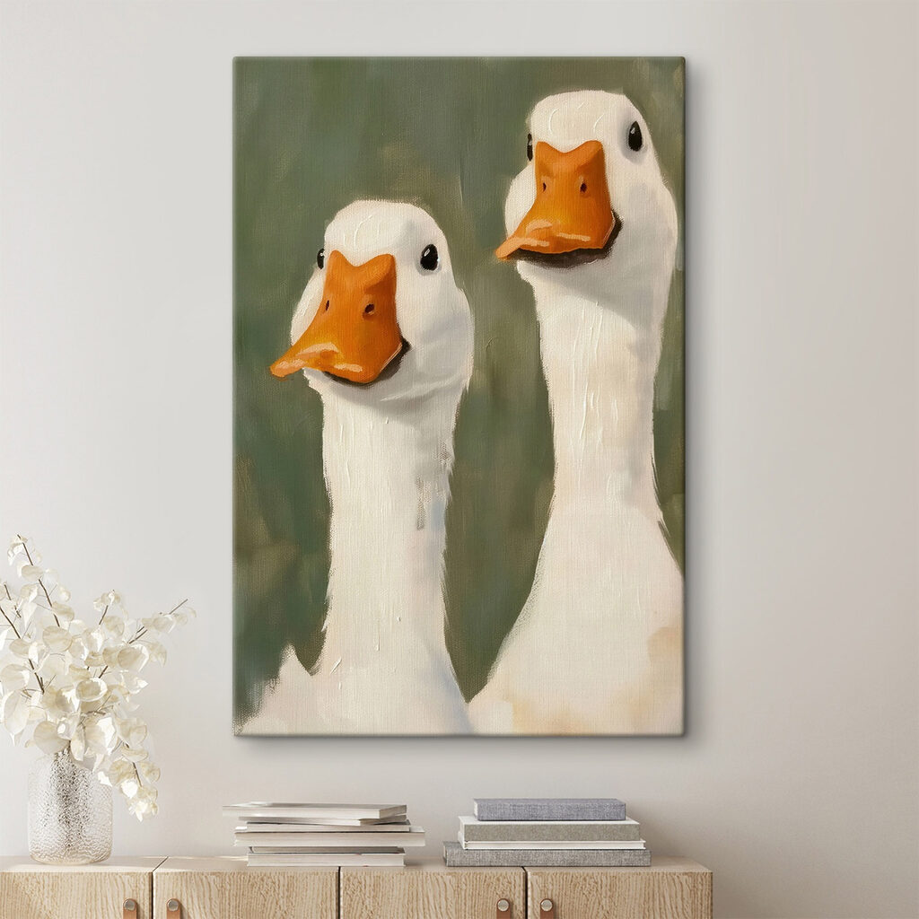 Painting of two white ducks Painting of two white ducks