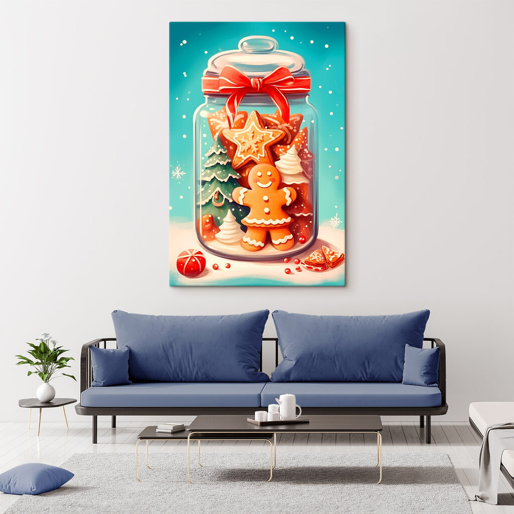 Jar of cookies with a red bow