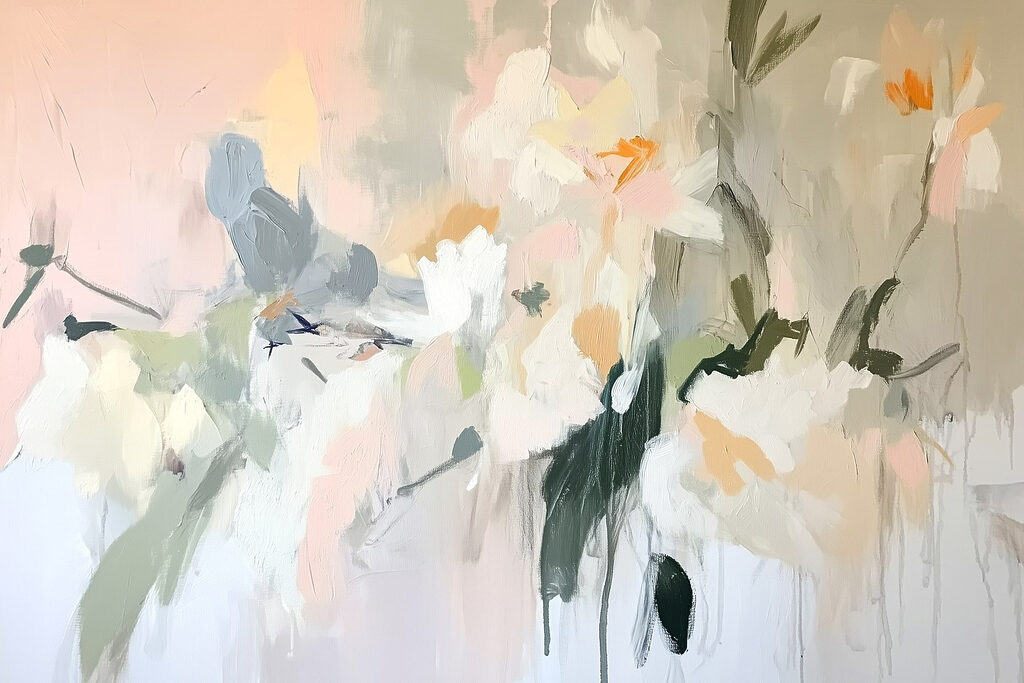 Painting of flowers on a wall Painting of flowers on a wall