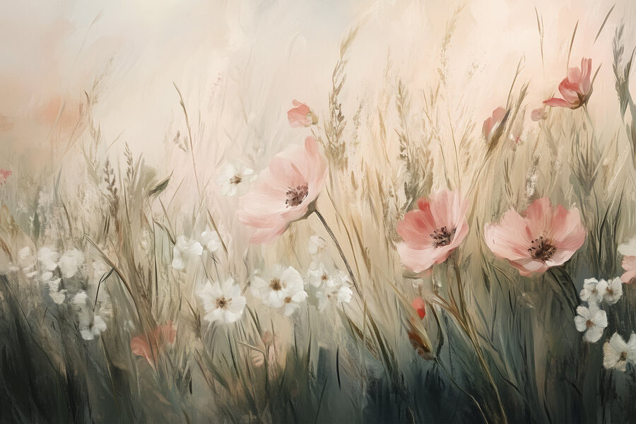 Gemälde von Blumen auf einem Feld