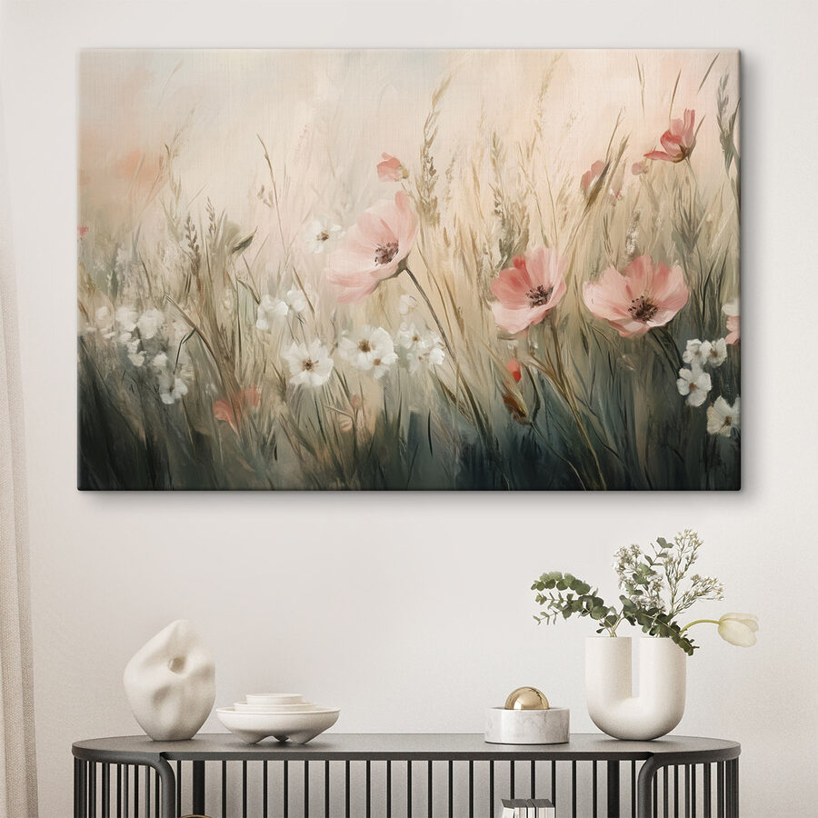 Gemälde von Blumen auf einem Feld