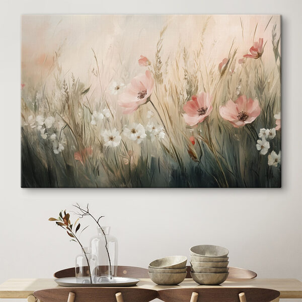 Gemälde von Blumen auf einem Feld Gemälde von Blumen auf einem Feld